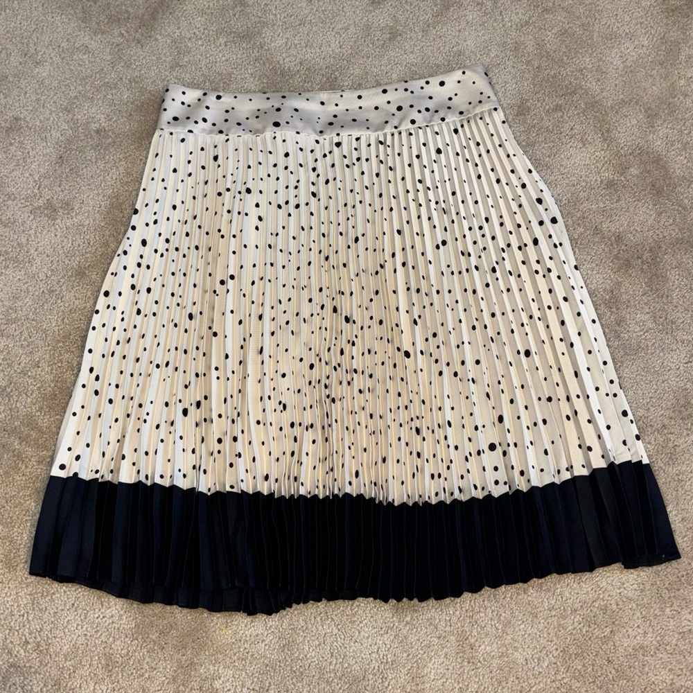 Ann Taylor Pleated Polka Dot Midi Skirt Size 8